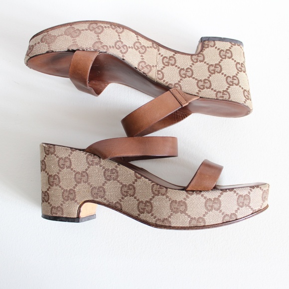 Gucci Monogram Sandal Heels - Picture 2 of 8